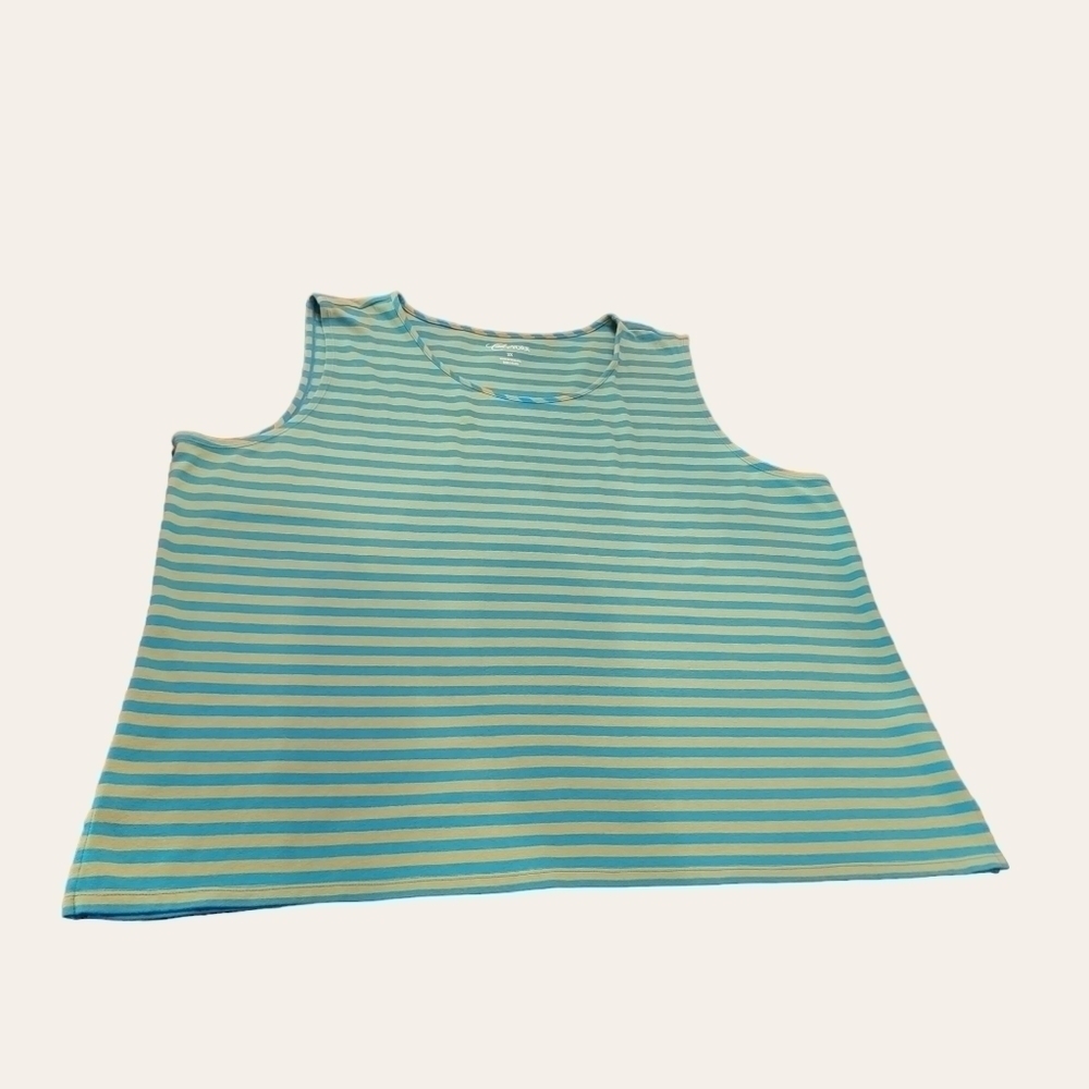 Cali & York 3x Tank top blue and green stripes T48
